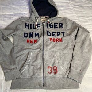Tommy Hilfiger Men’s Grey Full Front Zippered Heavy Material Hoodie Size Small